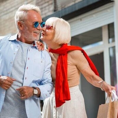 woman kissing a man's cheek